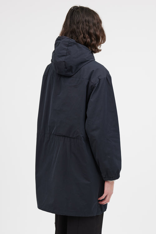 Dries Van Noten Navy Hooded Mid Length Jacket
