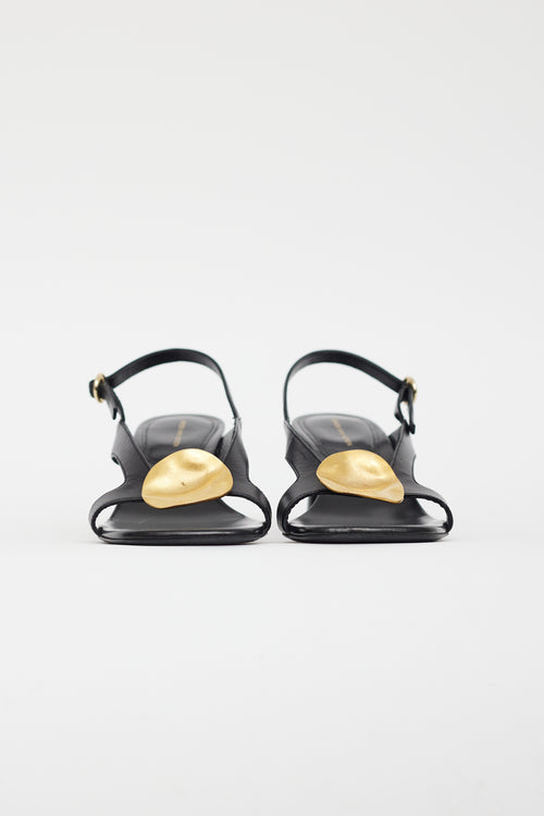 Dries-Van-Noten-Black-Leather-Gold-Circle-Sandal