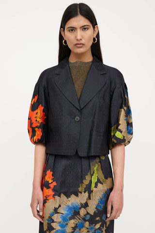 Dries Van Noten Silk Floral Skirt Suit