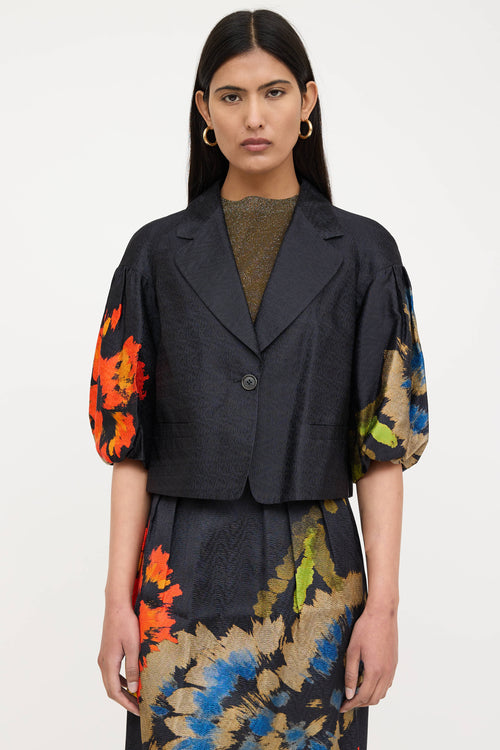 Silk Floral Skirt Suit