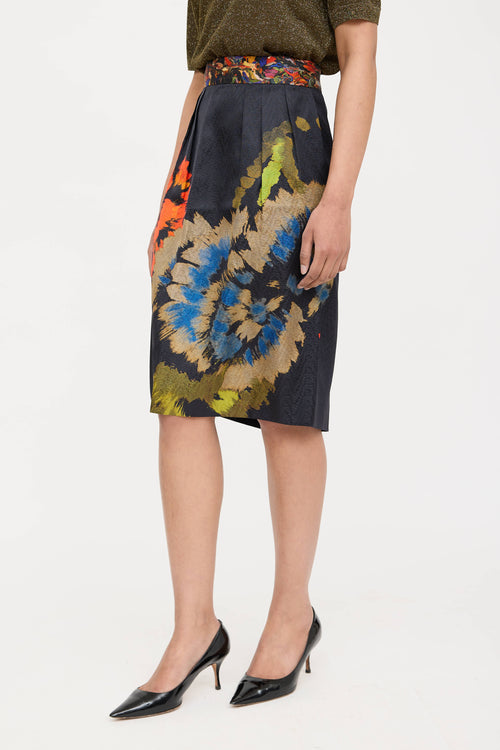 Silk Floral Skirt Suit