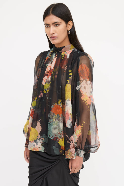 Dries Van Noten Sheer Floral Blouse