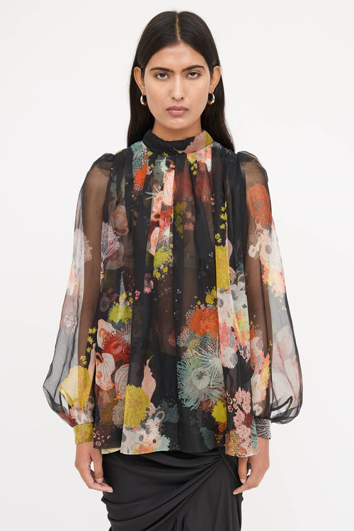 Dries Van Noten Sheer Floral Blouse