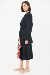 Dries Van Noten Black & Multi Viard Scarf Belted Blazer