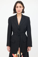 Dries Van Noten Black & Multi Viard Scarf Belted Blazer