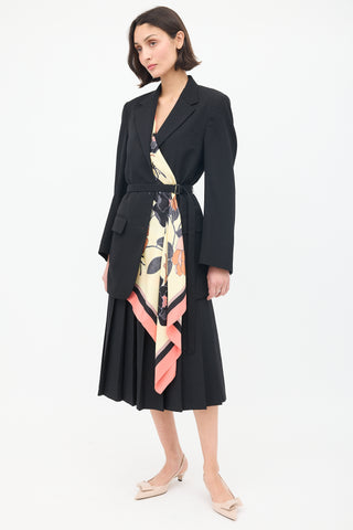 Dries Van Noten Black & Multi Viard Scarf Belted Blazer