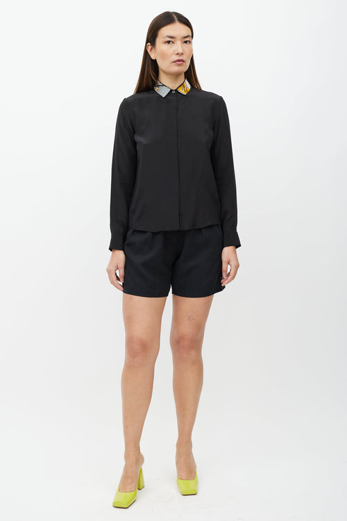 Dries Van Noten Black & Multicolour Embroider Collar Shirt