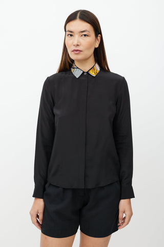 Dries Van Noten Black & Multicolour Embroider Collar Shirt