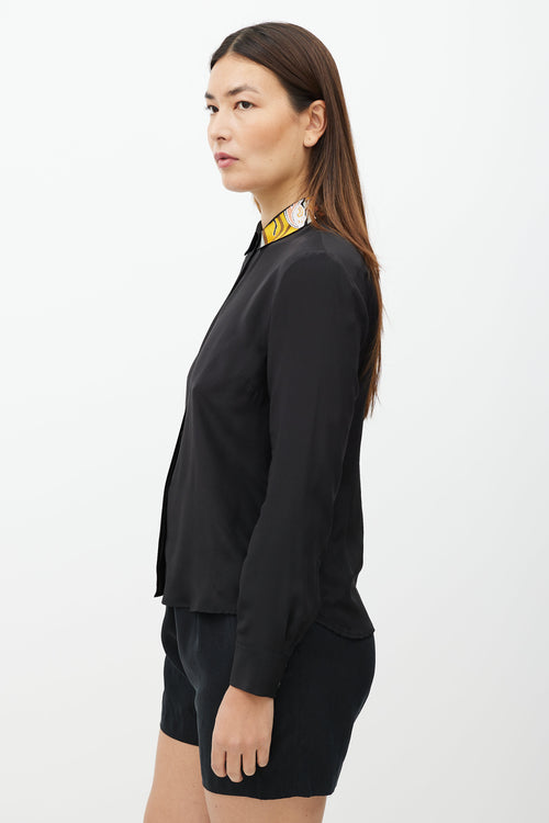 Dries Van Noten Black & Multicolour Embroider Collar Shirt