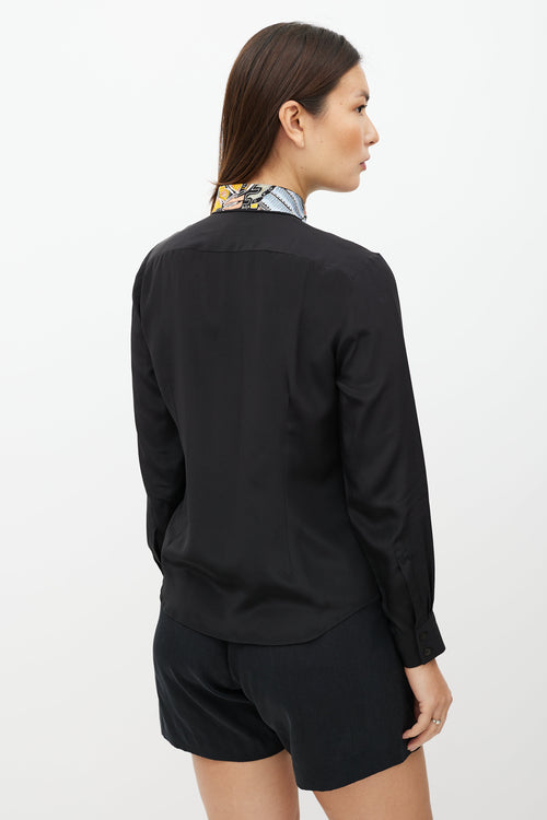 Dries Van Noten Black & Multicolour Embroider Collar Shirt
