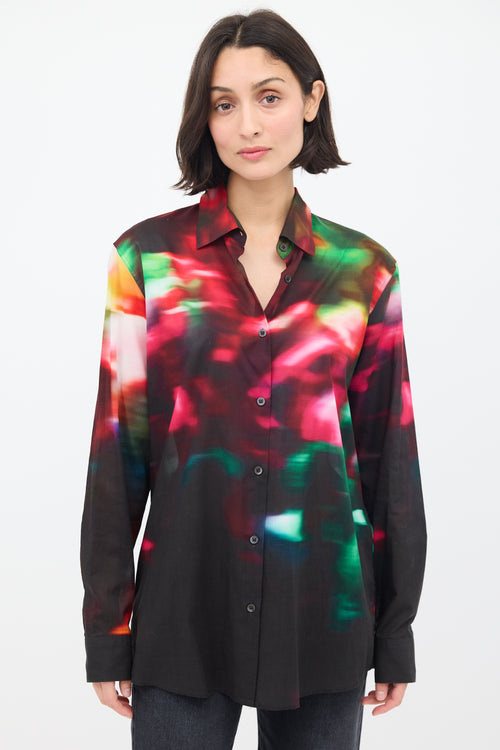 Dries Van Noten Black & Multicolour Cotton Dyed Shirt