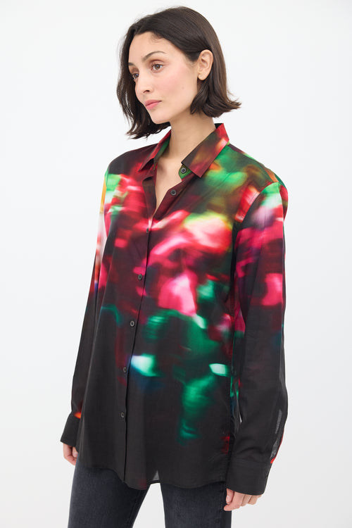 Dries Van Noten Black & Multicolour Cotton Dyed Shirt