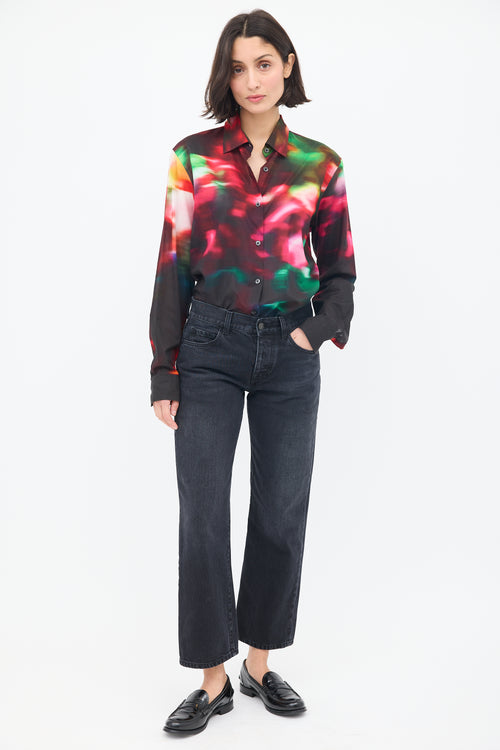 Dries Van Noten Black & Multicolour Cotton Dyed Shirt