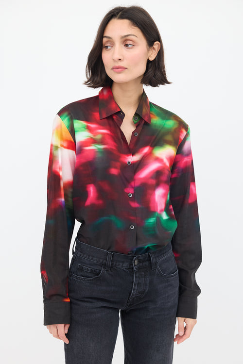 Dries Van Noten Black & Multicolour Cotton Dyed Shirt