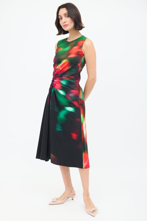 Dries Van Noten Black & Multicolour Docke Dyed Gathered Midi Dress