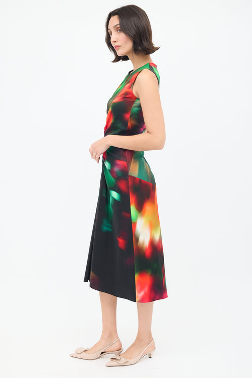 Dries Van Noten Black & Multicolour Docke Dyed Gathered Midi Dress