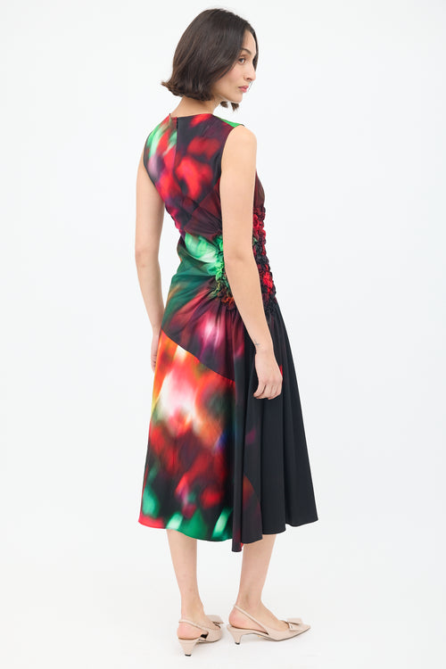 Dries Van Noten Black & Multicolour Docke Dyed Gathered Midi Dress