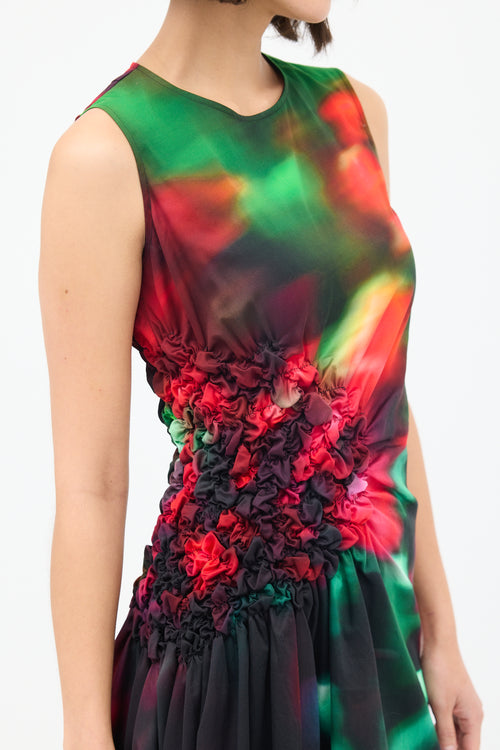 Dries Van Noten Black & Multicolour Docke Dyed Gathered Midi Dress