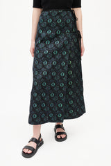 Dries Van Noten Black & Multicolour Floral Jacquard Wrap Skirt
