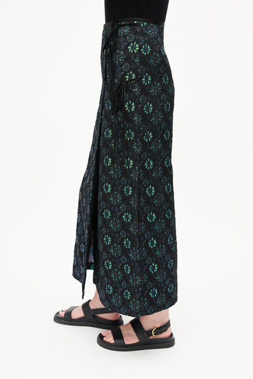 Dries Van Noten Black & Multicolour Floral Jacquard Wrap Skirt