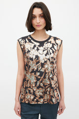 Dries Van Noten Black & Multicolour Floral Sequin Tank Top