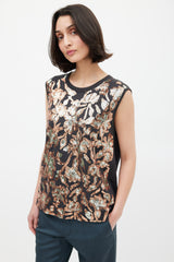 Dries Van Noten Black & Multicolour Floral Sequin Tank Top
