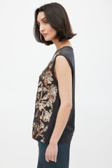 Dries Van Noten Black & Multicolour Floral Sequin Tank Top