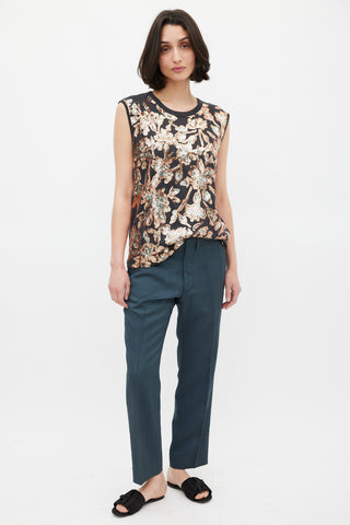 Dries Van Noten Black & Multicolour Floral Sequin Tank Top