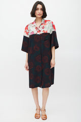 Dries Van Noten Black & Multicolour Floral Shirt Dress