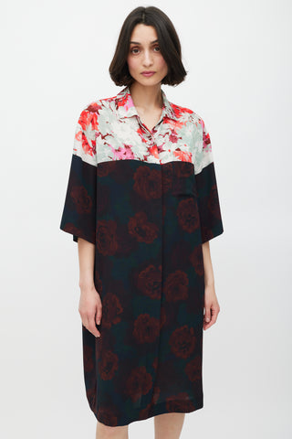 Dries Van Noten Black & Multicolour Floral Shirt Dress