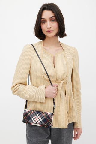 Dries Van Noten Black & Multicolour Plaid Crossbody Flap Bag