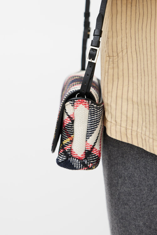 Dries Van Noten Black & Multicolour Plaid Crossbody Flap Bag