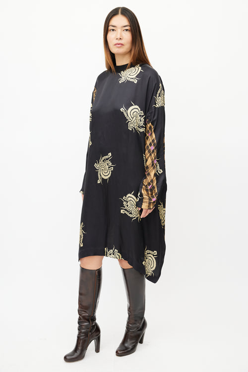 Dries Van Noten Black & Multicolour Plaid Dress
