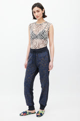 Dries Van Noten Black & Multicolour Quilted Printed Trouser