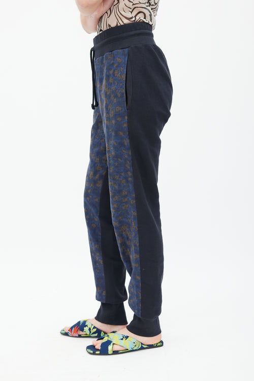 Dries Van Noten Black & Multicolour Quilted Printed Trouser