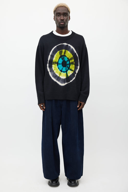 Dries Van Noten Black & Multicolour Wool Tie Dye Sweater