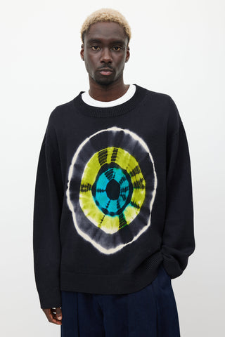 Dries Van Noten Black & Multicolour Wool Tie Dye Sweater