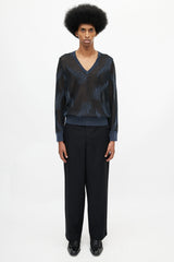Dries Van Noten Black & Navy Floral Knit Sweater