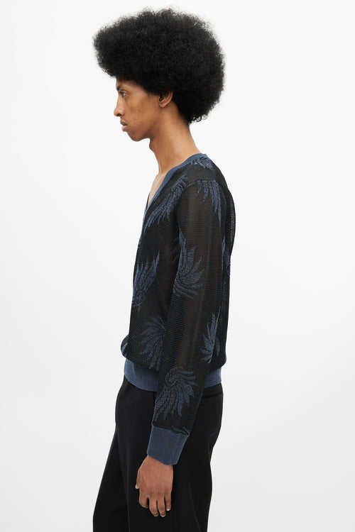 Dries Van Noten Black & Navy Floral Knit Sweater