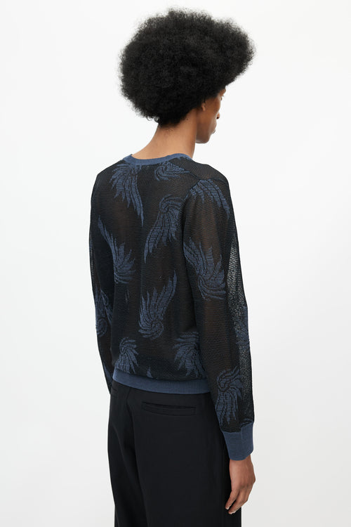 Dries Van Noten Black & Navy Floral Knit Sweater