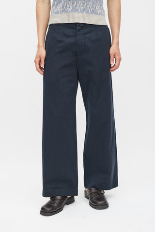 Dries Van Noten Black & Pink Pinstripe Wide Leg Trouser