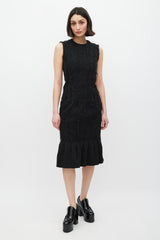 Dries Van Noten Black Pleated Distressed Dress