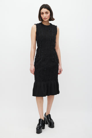 Dries Van Noten Black Pleated Distressed Dress