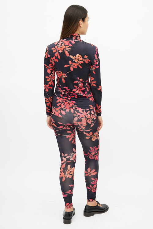 Dries Van Noten Black & Red Floral Co-Ord Set
