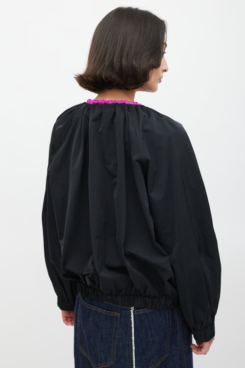 Dries Van Noten Black Silk Cord Drawstring Neck Jacket