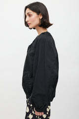 Dries Van Noten Black Silk Ribbon Drawstring Neck Jacket