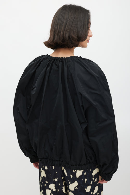 Dries Van Noten Black Silk Ribbon Drawstring Neck Jacket
