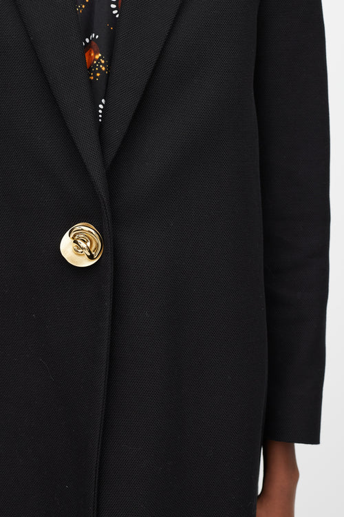 Dries Van Noten Black Mid Length One Button Coat