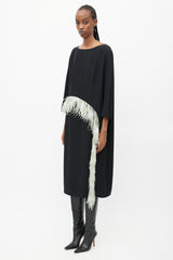 Dries Van Noten Black & Teal Cady Feather Dress
