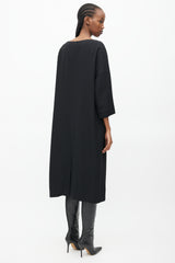 Dries Van Noten Black & Teal Cady Feather Dress